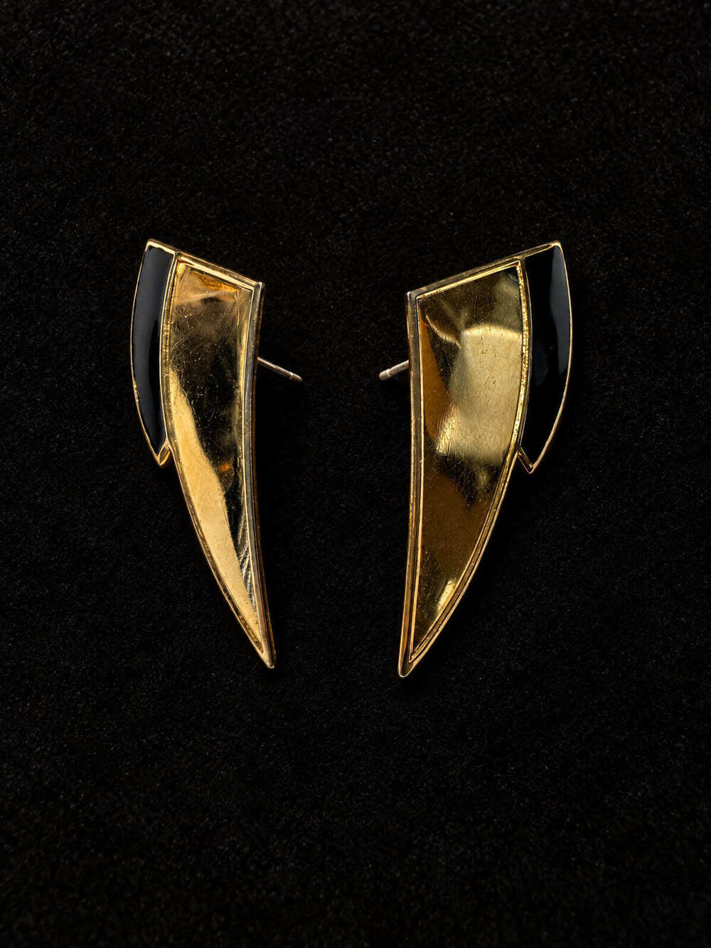 ⚜️ Gold-Tone & Black Enamel Earrings | Art Deco-Style | Post 💗